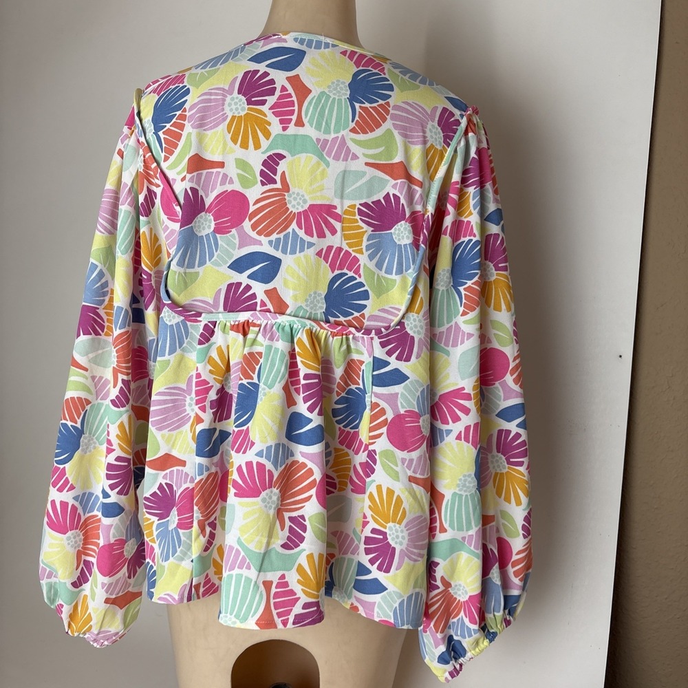 Michelle McDowell Vivey Top Womens L "Oh Hello There Pink" colorful bright bold - Picture 6 of 11